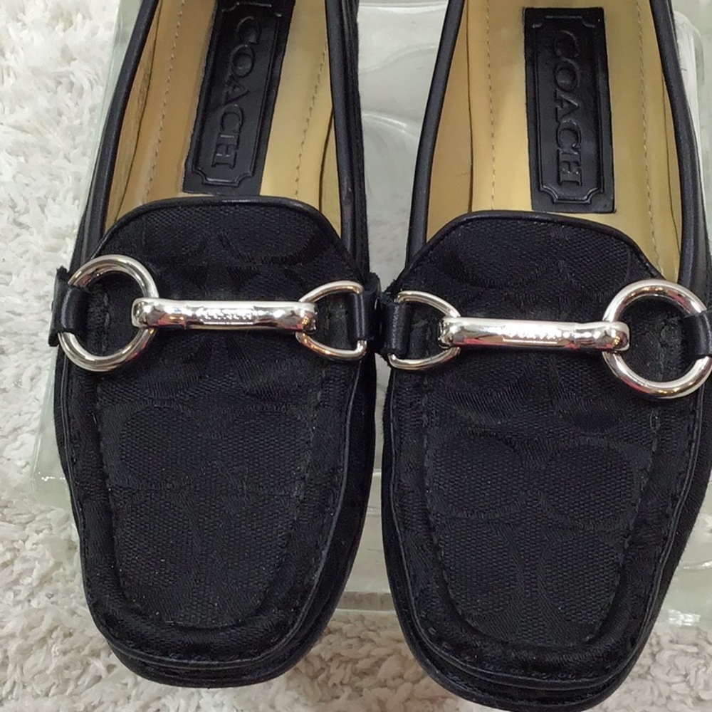 Coach black sig fabric loafers